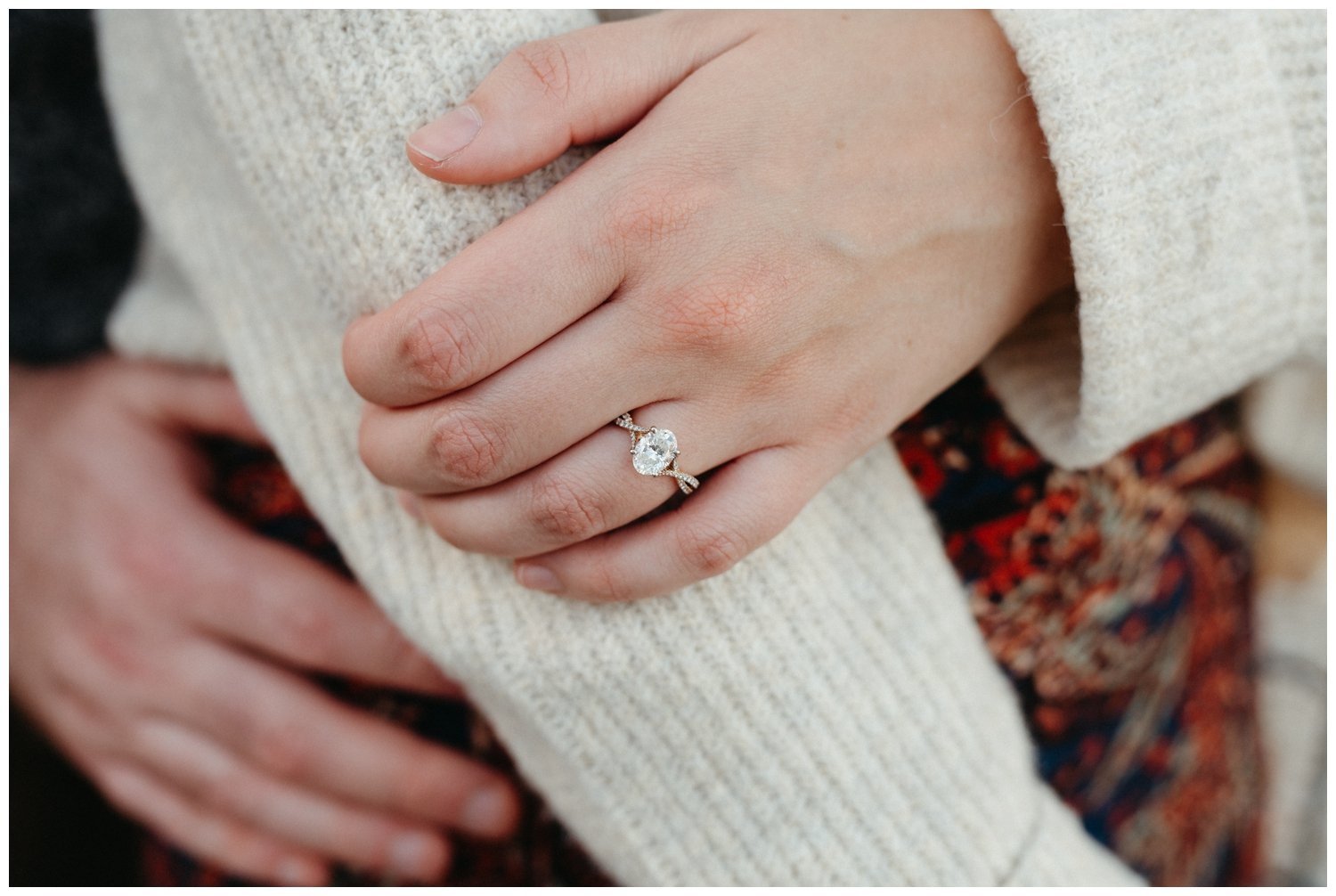 Close up photograph of an engagement ring for Atlanta engagement photos