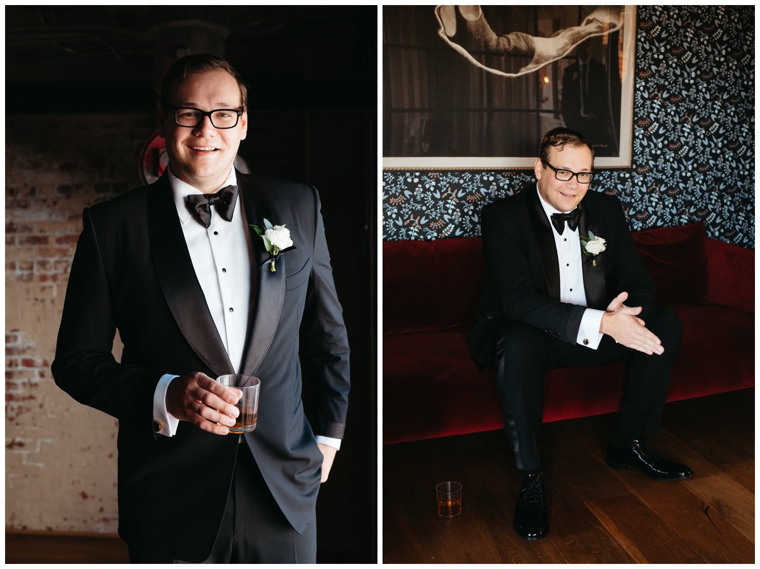 Portraits of the groom inside at his Ponce City Market wedding