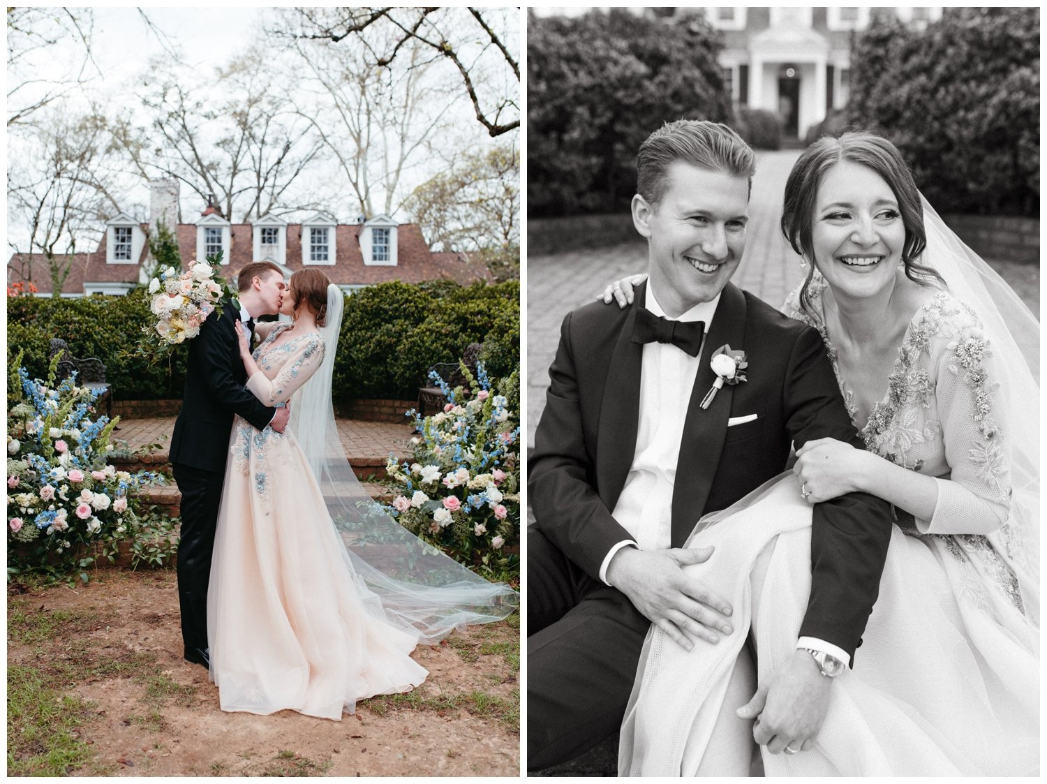 A couple kisses after the ceremony at an Atlanta intimate wedding venue