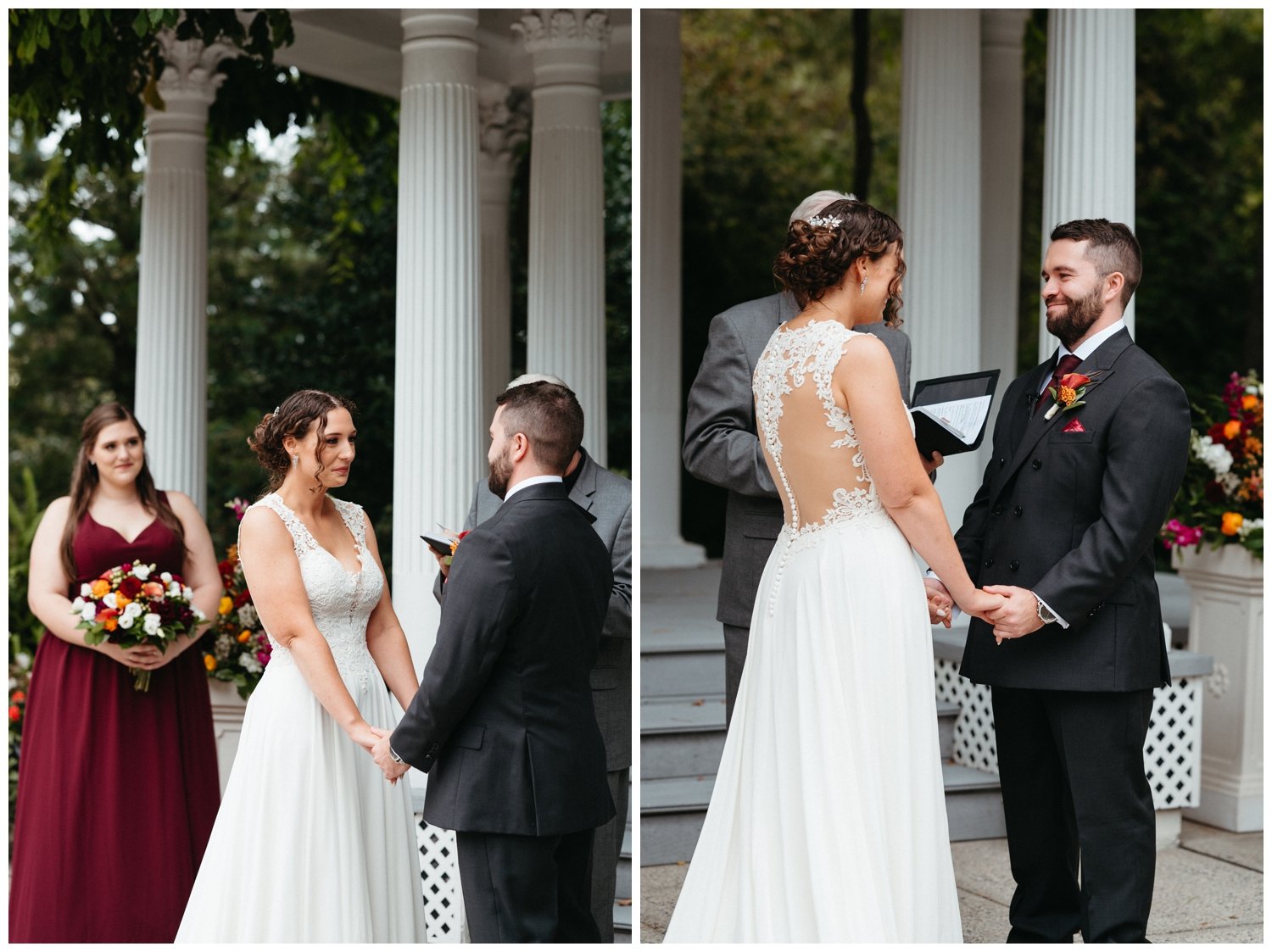 The couple exchanges vows at the intimate destination wedding
