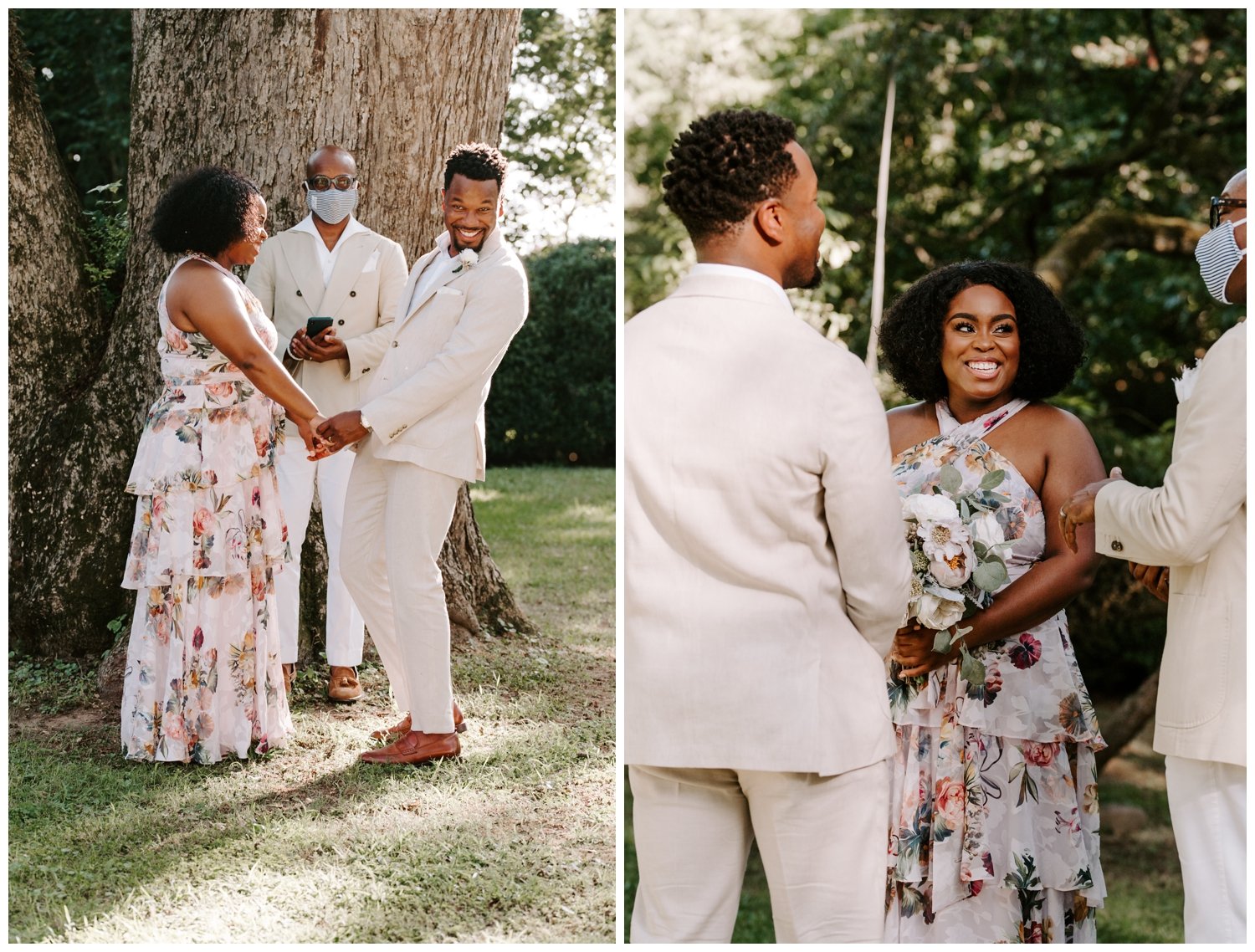 A wedding ceremony under the pecan tree