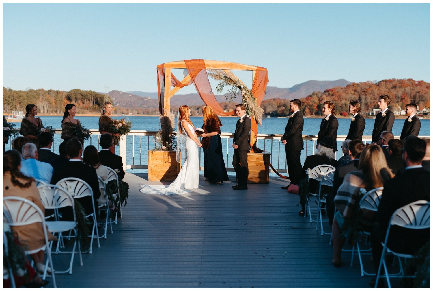 A lakeside wedding ceremony at the Ridges Resort