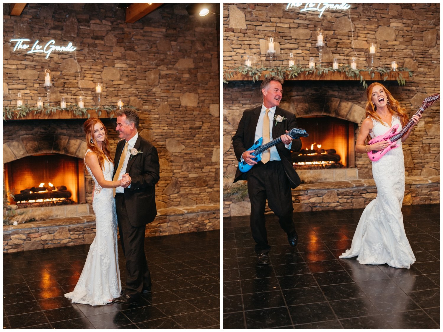 The fother daughter dance at the mountain wedding venue